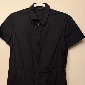 Theory Black Short Sleeve Zip Up Dress